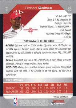 2004-05 Bowman - Chrome #65 Reece Gaines Back