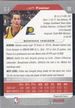 2004-05 Bowman - Chrome #98 Jeff Foster Back