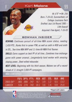 2004-05 Bowman - Chrome #99 Karl Malone Back