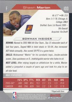 2004-05 Bowman - Chrome #100 Shawn Marion Back