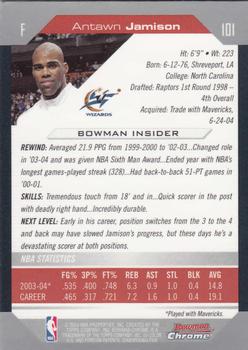 2004-05 Bowman - Chrome #101 Antawn Jamison Back