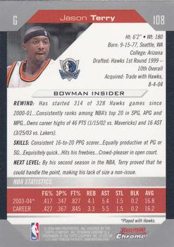2004-05 Bowman - Chrome #108 Jason Terry Back