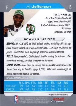 2004-05 Bowman - Chrome #115 Al Jefferson Back