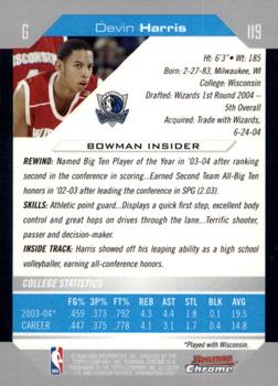 2004-05 Bowman - Chrome #119 Devin Harris Back