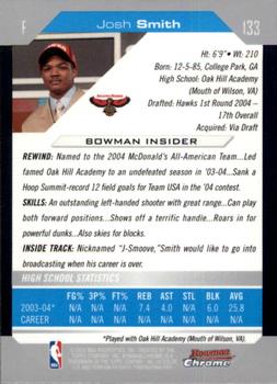 2004-05 Bowman - Chrome #133 Josh Smith Back