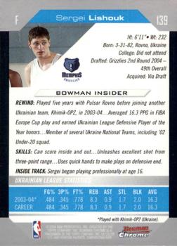 2004-05 Bowman - Chrome #139 Sergei Lishouk Back
