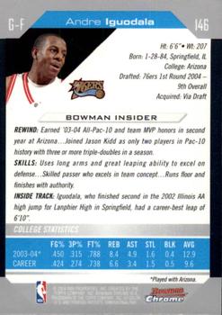 2004-05 Bowman - Chrome #146 Andre Iguodala Back