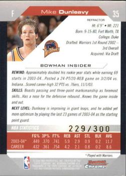 2004-05 Bowman - Chrome Refractors #35 Mike Dunleavy Back