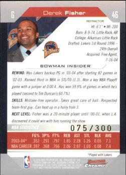 2004-05 Bowman - Chrome Refractors #46 Derek Fisher Back