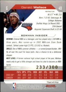 2004-05 Bowman - Chrome Refractors #49 Gerald Wallace Back