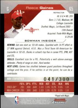 2004-05 Bowman - Chrome Refractors #65 Reece Gaines Back