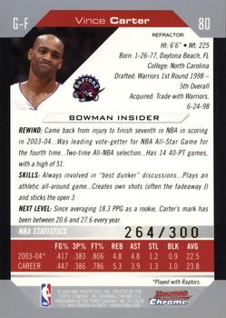 2004-05 Bowman - Chrome Refractors #80 Vince Carter Back