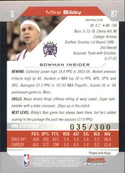 2004-05 Bowman - Chrome Refractors #87 Mike Bibby Back