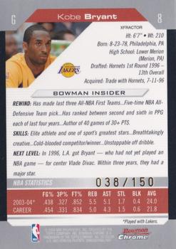 2004-05 Bowman - Chrome X-Fractors #8 Kobe Bryant Back