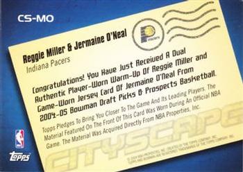 2004-05 Bowman - Cityscape Relics #CS-MO Reggie Miller / Jermaine O'Neal Back