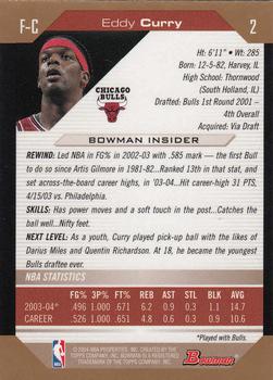 2004-05 Bowman - Gold #2 Eddy Curry Back
