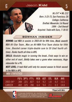 2004-05 Bowman - Gold #5 Jason Kidd Back