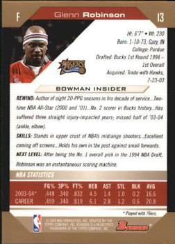 2004-05 Bowman - Gold #13 Glenn Robinson Back