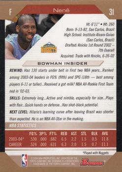 2004-05 Bowman - Gold #31 Nenê Back
