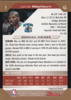 2004-05 Bowman - Gold #45 Jamal Mashburn Back