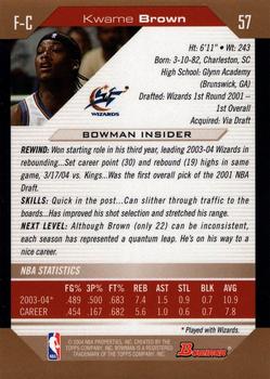 2004-05 Bowman - Gold #57 Kwame Brown Back