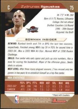 2004-05 Bowman - Gold #75 Zydrunas Ilgauskas Back