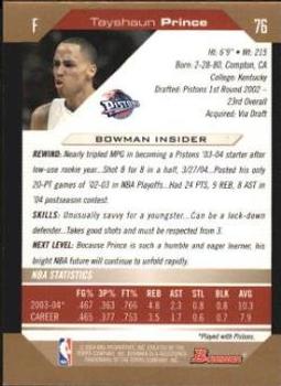 2004-05 Bowman - Gold #76 Tayshaun Prince Back
