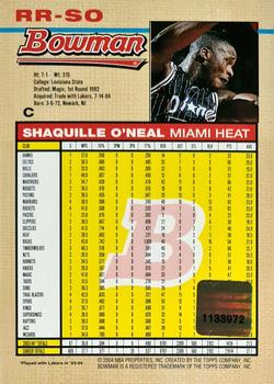 2004-05 Bowman - Remembering Rookies Autographs #RR-SO Shaquille O'Neal Back
