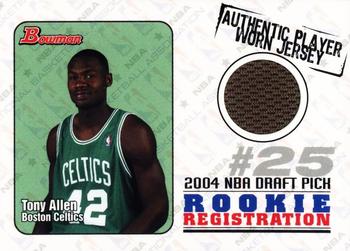 2004-05 Bowman - Rookie Registration Relics #ROR-TA Tony Allen Front