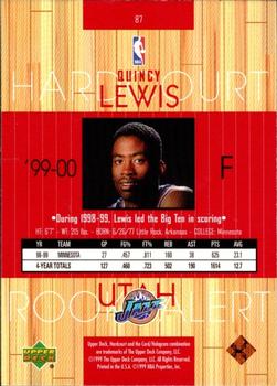1999-00 Upper Deck Hardcourt #87 Quincy Lewis Back