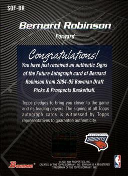 2004-05 Bowman - Signs of the Future #SOF-BR Bernard Robinson Back