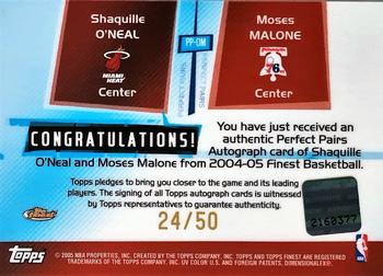 2004-05 Finest - Perfect Pairs Autographs #PP-OM Shaquille O'Neal / Moses Malone Back