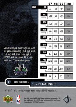 1999-00 Upper Deck HoloGrFX #33 Kevin Garnett Back