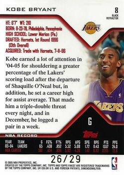 2004-05 Finest - Refractors Black #8 Kobe Bryant Back