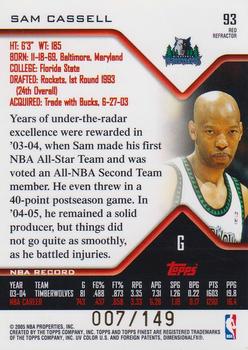 2004-05 Finest - Refractors Red #93 Sam Cassell Back