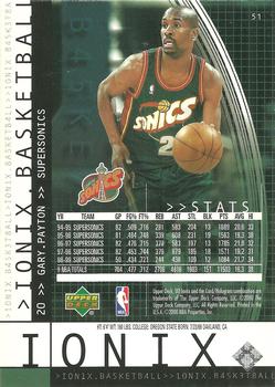 1999-00 Upper Deck Ionix #51 Gary Payton Back