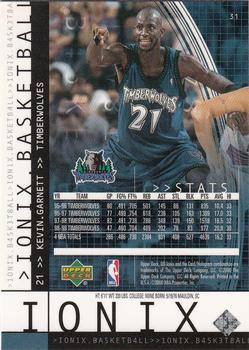 1999-00 Upper Deck Ionix #31 Kevin Garnett Back