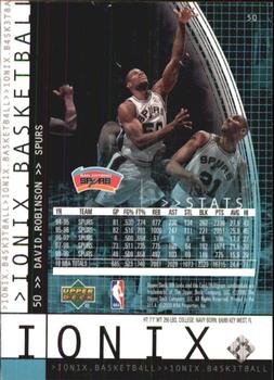 1999-00 Upper Deck Ionix #50 David Robinson Back