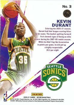 2020-21 Panini Recon - Rookie Review #3 Kevin Durant Back