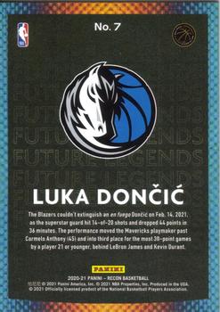 2020-21 Panini Recon - Future Legends Purple #7 Luka Doncic Back