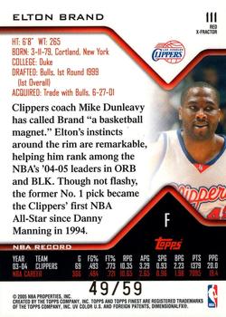 2004-05 Finest - X-Fractors Red #111 Elton Brand Back