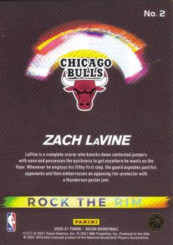 2020-21 Panini Recon - Rock the Rim #2 Zach LaVine Back