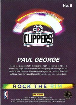 2020-21 Panini Recon - Rock the Rim #5 Paul George Back