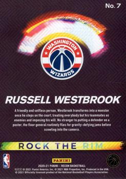 2020-21 Panini Recon - Rock the Rim #7 Russell Westbrook Back