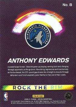 2020-21 Panini Recon - Rock the Rim #8 Anthony Edwards Back