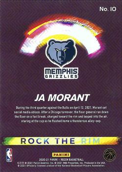 2020-21 Panini Recon - Rock the Rim #10 Ja Morant Back