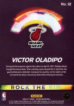 2020-21 Panini Recon - Rock the Rim #12 Victor Oladipo Back