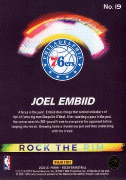 2020-21 Panini Recon - Rock the Rim #19 Joel Embiid Back