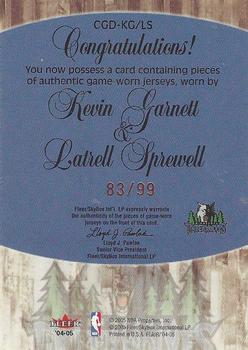 2004-05 Flair - Courting Greatness Jerseys Dual #CGD-KG/LS Kevin Garnett / Latrell Sprewell Back