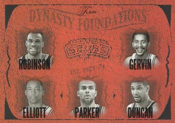 2004-05 Flair - Dynasty Foundations #NNO David Robinson / George Gervin / Sean Elliott / Tony Parker / Tim Duncan Front